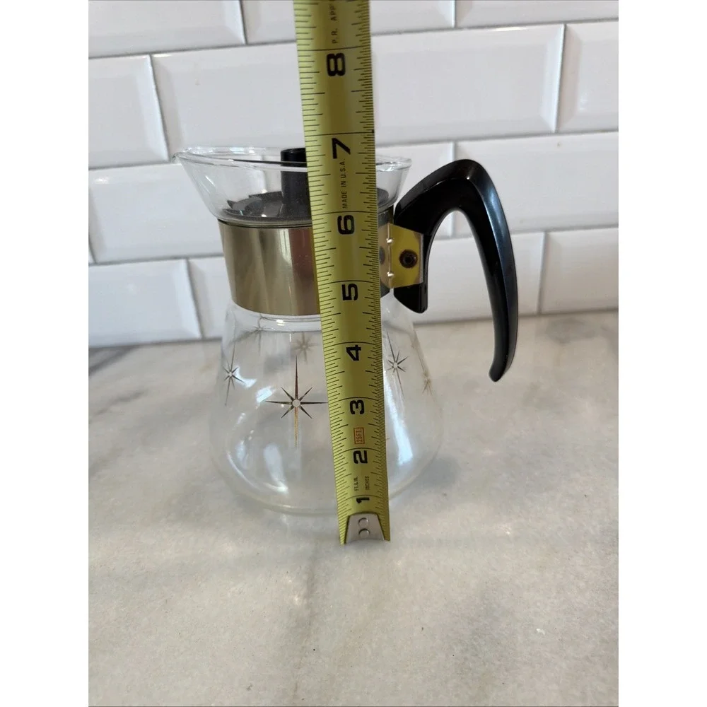 Vintage Pyrex Corning MCM Atomic Star Burst 6-Cup Coffee Pot Carafe Heatproof